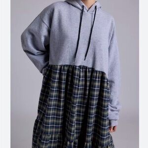 ReMADE By UO Flannel Hoodie Dress
